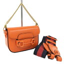 【中古】GUCCI ホースビット 1955 2WAYショルダーバッグ レザー オレンジ 726863