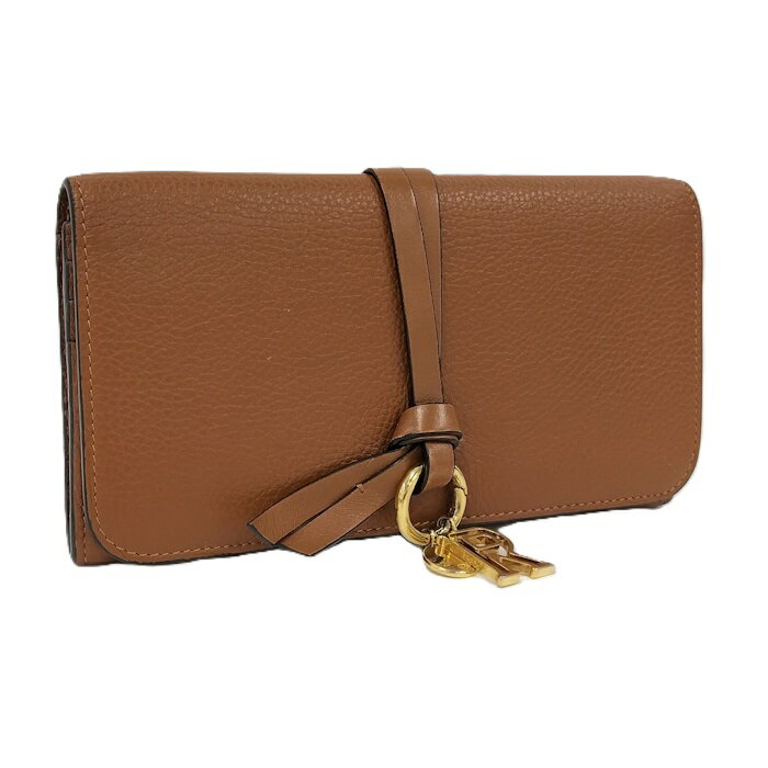 【中古】Chloe アルファベット 二つ折り長財布 レザー ブラウン