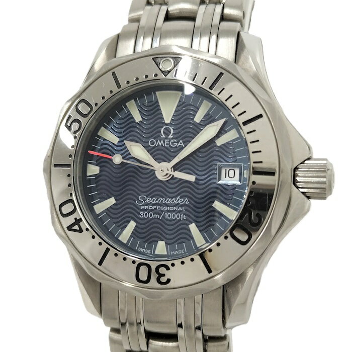 【中古】OMEGA シーマスター 300 プロフェッショナル ジャックマイヨール デイト レディース 腕時計 クオーツ SS ネイビー文字盤 2584.80