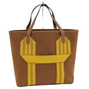 【中古】HERMES ピュールサングル ハンドバッグ レザー キャンバス ブラウン B刻印