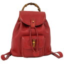 【中古】GUCCI オールドグッチ バンブー リュックサック レッド 003 3444 0030