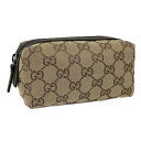 【中古】GUCCI ポーチ GGキャンバス ベージュ 29596