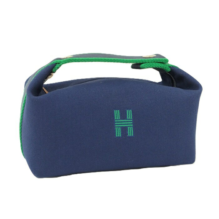 【中古】HERMES ブリッド ア ブラックPM ハンドバッグ ブルー グリーン キャンバス