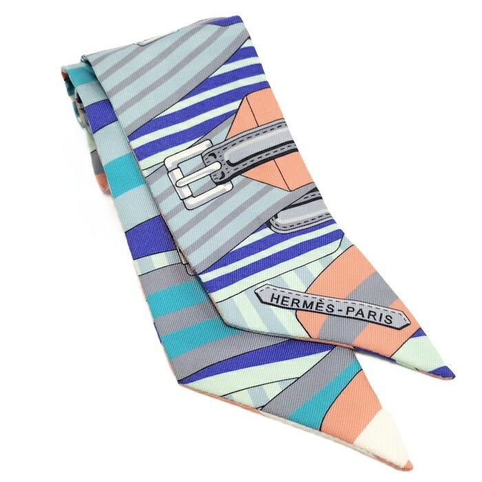 【中古】HERMES ツイリー スカーフ シルク ブルー