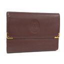 【中古】CARTIER がま口付三つ折り財布 マストライン レザー ボルドー(4)