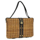 【中古】Kate Spade new york かごバッグ ウィッカー ブラック ブラウン