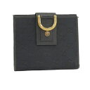 【中古】GUCCI 二つ折り財布 GGキャンバス ブラック 141415