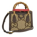 【中古】GUCCI 2WAYショルダーバッグ バンブー ジャンボGG キャンバス レザー 660195