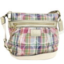【中古】COACH マドラス ショルダーバッグ ポピー キャンバス マルチカラー F22146