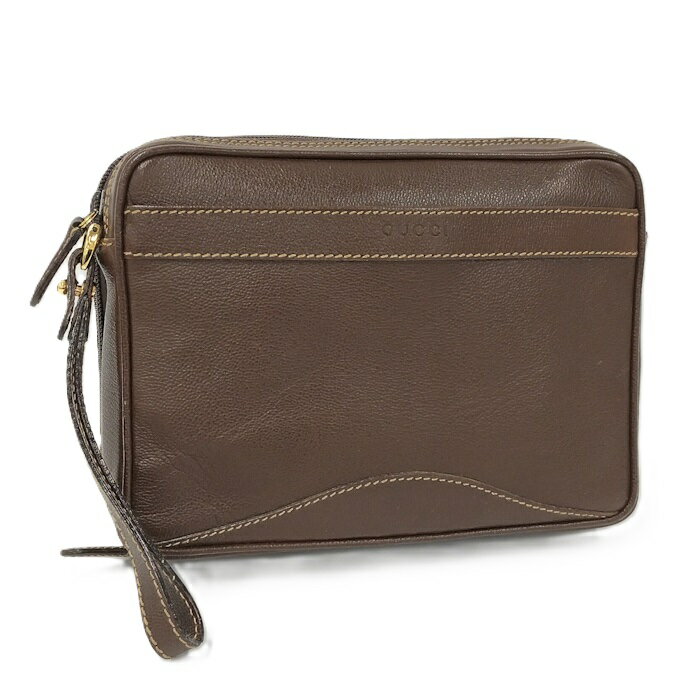 【中古】GUCCI セカンドバッグ レザー ブラウン 018 3754 3700