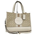 【中古】COACH 2WAYショルダーバッグ シグネチャー キャンバス レザー ベージュ ホワイト CQ877(4)