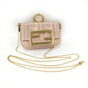 【中古】FENDI ナノバケット チェーンショルダーバッグ ズッカ キャンバス ピンク 7AS045