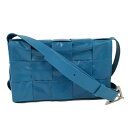 【中古】BOTTEGA VENETA カセット ショルダーバッグ イントレチャート レザー ブルー 667298