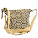 【中古】COACH ショルダーバッグ シグネチャー キャンバス ベージュ系
