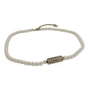 【中古】CHANEL ベルト ロゴ フェイクパール ラインストーン ホワイト B24C