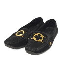【中古】LOUIS VUITTON ドライビングシューズ モノグラム スエード ブラック 表記サイズ35M