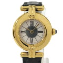 【中古】Cartier マスト コリゼ ヴェルメイユ レディース 腕時計 クオーツ GP 925 ホワイト文字盤 590002(2)
