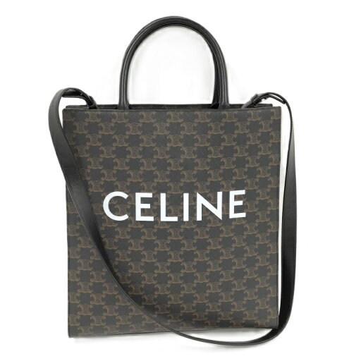 【中古】CELINE バーティカルカバ 2WAYハンドバッグ マカダム柄 PVC レザー ブラウン 【中古】CELINE バーティカルカバ 2WAYハンドバッグ マカダム柄 PVC レザー ブラウン