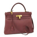 【中古】HERMES ケリー 2wayバッグ トゴ ルージュグレナ □C刻印