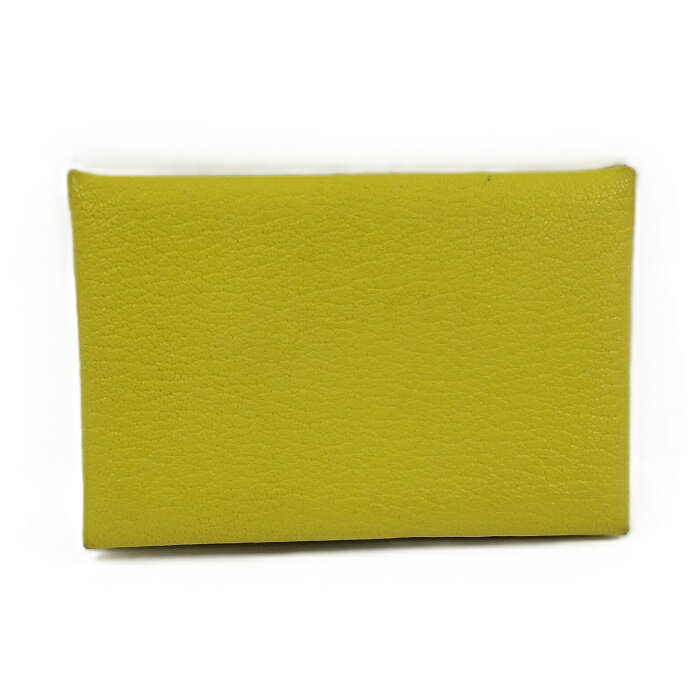 【中古】HERMES カルヴィ デュオ コインケース シェーブル イエロー Y刻印