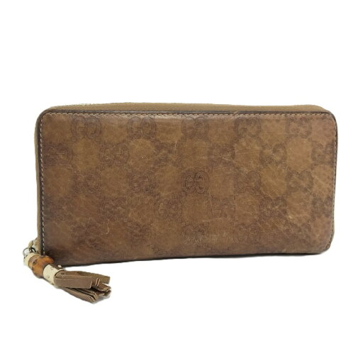 【中古】GUCCI ラウンドファスナー長財布 グッチシマ バンブー レザー ブラウン 224253 【中古】GUCCI ラウンドファスナー長財布 グッチシマ バンブー レザー ブラウン 224253