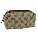 【中古】GUCCI ポーチ GGキャンバス ブラウン 29596