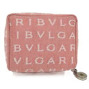 【中古】BVLGARI ミニポーチ ロゴマニア キャンバス ピンク系