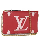【中古】LOUIS VUITTON ポーチ ポシェットドゥーブルジップ モノグラムジャイアント レッド M67561