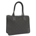 【中古】GUCCI トートバッグ GGキャンバス レザー ブラック 143742