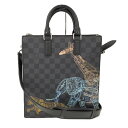 【中古】LOUIS VUITTON サックプラ メッセンジャー 2WAYハンドバッグ アニマルプリント ダミエ グラフィット N45276
