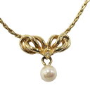 【中古】ChristianDior フェイクパール ラインストーン ネックレス GP(4)