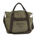 【中古】HERMES サックドパンサージュグルーム 2WAYハンドバッグ トワルシェブロン キャンバス ブラウン系
