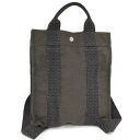 【中古】HERMES ハンドバッグ エールライン サックアドPM キャンバス グレー