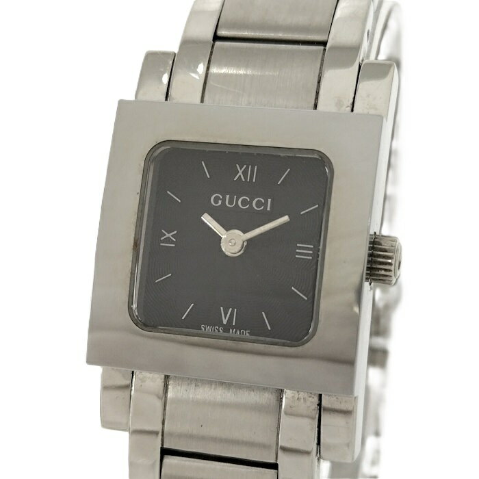 【中古】GUCCI 腕時計 スクエアフェイス S/S クオーツ ブラック文字盤 7900P