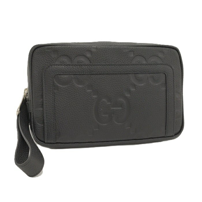 【中古】GUCCI クラッチバッグ ジャンボGG レザー ブラック 760224