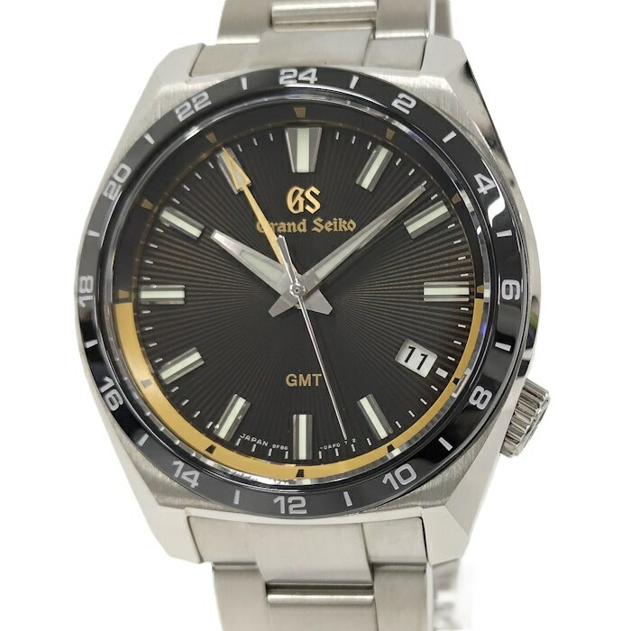 【中古】Grand Seiko スポーツコレクション GMT クオーツ SS ブラック文字盤 SBGN023