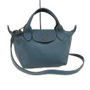 【中古】LONGCHAMP プリアージュ 2WAYハンドバッグ レザー ブルー