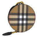 【中古】BURBERRY コインケース チャーム キャンバス チェック ブラウン