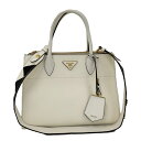 【中古】PRADA 2WAYハンドバッグ サフィアーノレザー ホワイト 1BA102