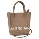 【中古】BALENCIAGA ヴィルXXS 2WAYハンドバッグ レザー ピンクベージュ 569856