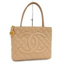【中古】CHANEL 復刻トート トートバッグ キャビアスキン レザー ベージュ