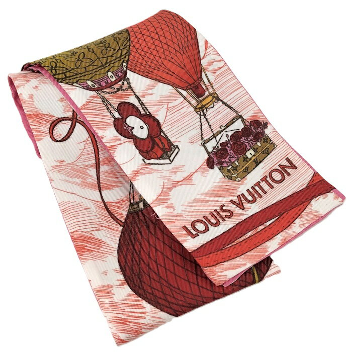 【中古】LOUIS VUITTON スカーフ バンドーアップアンドアウェイ レッド ピンク シルク M79086