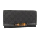 【中古】GUCCI 二つ折り長財布 バンブー GGキャンバス キャンバス レザー ブラック 112520(4)