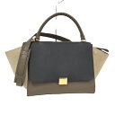 【中古】CELINE トラペーズ 2WAYバッグ レザー ブラック カーキ ベージュ