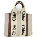 【中古】Chloe ウッディ スモール ハンドバッグ キャンバス ベージュ