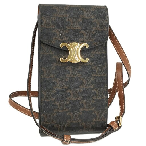 【中古】CELINE モバイルポーチ トリオンフ レザー ブラウン系 10K682DS3 【中古】CELINE モバイルポーチ トリオンフ レザー ブラウン系 10K682DS3