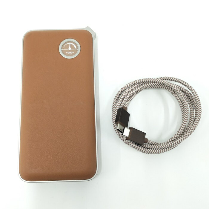 【中古】HERMES モバイルバッテリー ヴォルトH マキシ コード付き レザー ブラウン