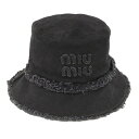 【中古】miumiu ハット バケットハット デニム ブラック 5HC196