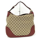 【中古】GUCCI ハンドバッグ GGキャンバス レザー ベージュ ブラウン レッド 203503(4)