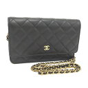 【中古】CHANEL チェーンウォレット マトラッセ ラムスキン レザー ブラック AP0250(4)